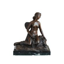 Escultura de Bronce Tallado Femenina Mariposa Señora Decoración Interior Estatua de Bronce TPE-972